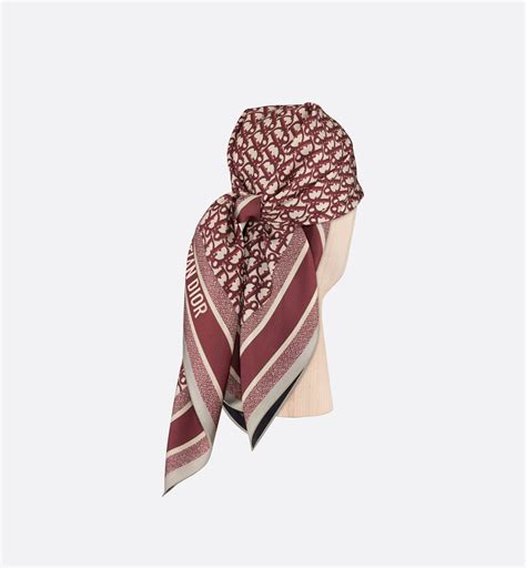 Foulard Dior Oblique bordeaux e blu navy